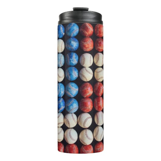 Baseball-Amerikanische Flagge Thermosbecher (Vorderseite)