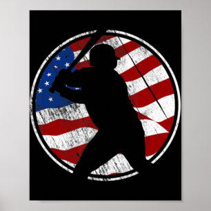 Baseball-Amerikanische Flagge - Vintages Baseball Poster