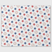 Baseball and Stars Red White and Blue Pattern Geschenkpapier (Flach)