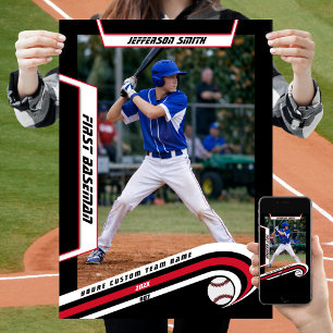 Baseball-Andenken in lebendigem Rot-Schwarz indivi Poster