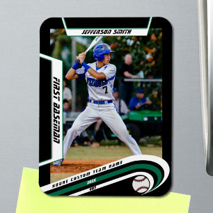 Baseball-Andenken Lebendig Grün Schwarz Maßgeschne Magnet