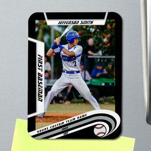 Baseball-Andenken Lebendiges Silber Schwarz Benutz Magnet