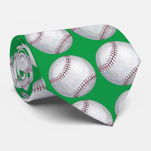 Baseball Art Pattern Green Krawatte (Gerollt)