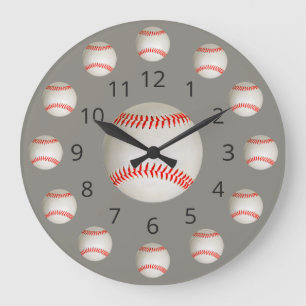 Baseball-Atom-Uhr mit Zahlen Große Wanduhr