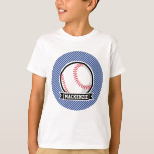 Baseball auf den blauen und weißen Streifen T-Shirt