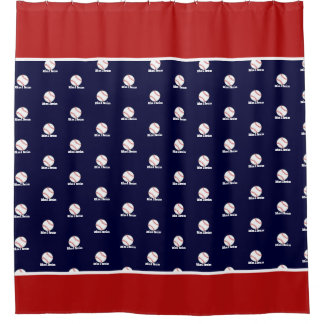 Baseball auf den Boys des Navy Blue Name Sports Ro Duschvorhang