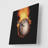Baseball auf der Feuerwand Quadratische Wanduhr (Winkel)