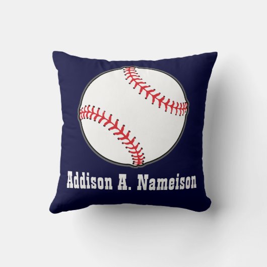 Baseball auf der Navy Blue Name Sportsaal Boys Thr Kissen (Rückseite)