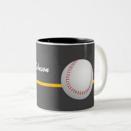 Baseball auf einem dunkelgrauen Hintergrund person Zweifarbige Tasse