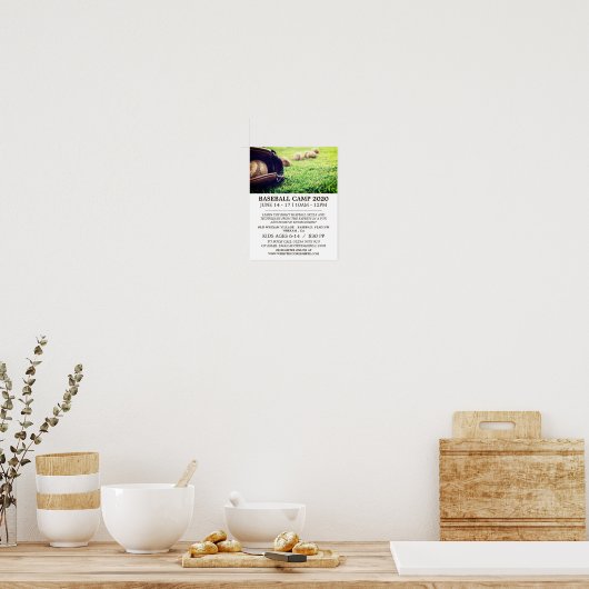 Baseball auf Feld, Baseball Camp-Werbung Poster (Küche)