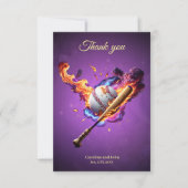 Baseball auf Feuer. Dankeskarte (Vorderseite)