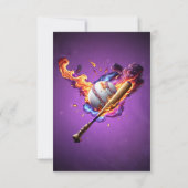 Baseball auf Feuer. Dankeskarte (Rückseite)