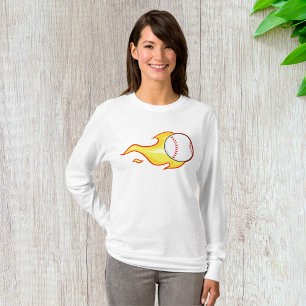 Baseball auf Feuer Frauen lange Schläfchen T-Shirt
