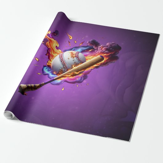 Baseball auf Feuer. Geschenkpapier (Ungerollt)