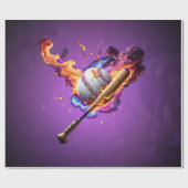 Baseball auf Feuer. Geschenkpapier (Flach)