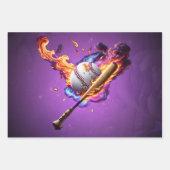 Baseball auf Feuer. Geschenkpapier Set (Vorderseite 2)