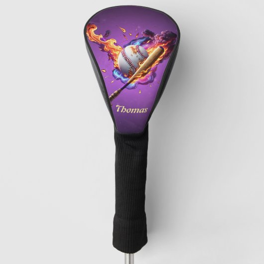 Baseball auf Feuer. Golf Headcover (Vorderseite)