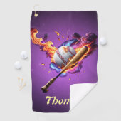Baseball auf Feuer. Golfhandtuch (Insitu)