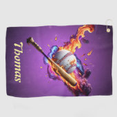 Baseball auf Feuer. Golfhandtuch (Horizontal)