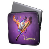 Baseball auf Feuer. Laptopschutzhülle (Vorderseite Links)