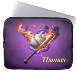 Baseball auf Feuer. Laptopschutzhülle