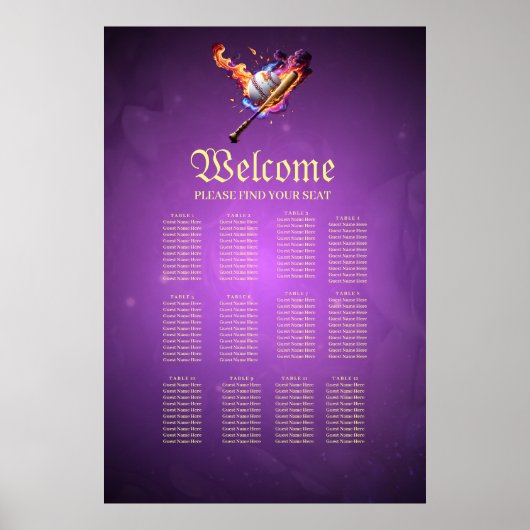 Baseball auf Feuer. Poster (Vorne)