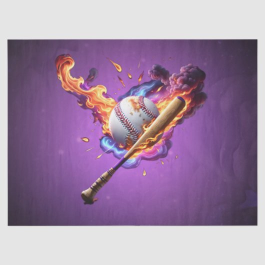 Baseball auf Feuer. Seidenpapier (Vorderseite)