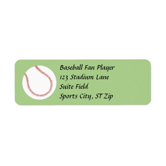 Baseball auf Green Address Labels (Vorne)