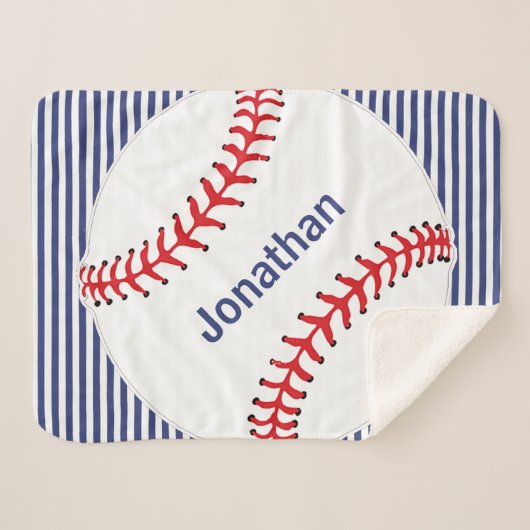 Baseball auf Streifen Design Sherpa Blankon Sherpadecke (Vorderseite (Horizontal))