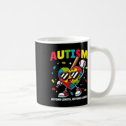 Baseball Autismus Bewusstsein Farbenfrohe Puzzle H Kaffeetasse (Rechts)