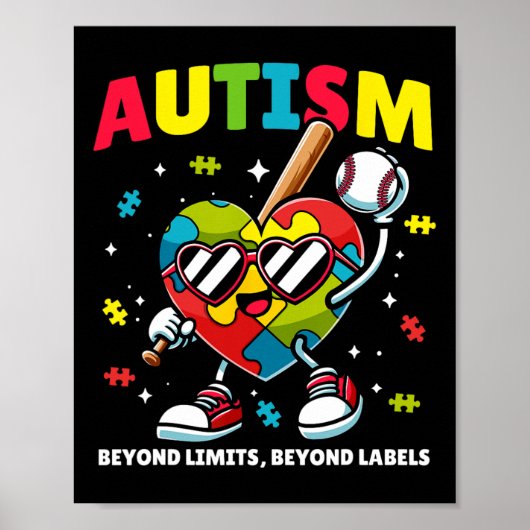 Baseball Autismus Bewusstsein Farbenfrohe Puzzle H Poster (Vorne)