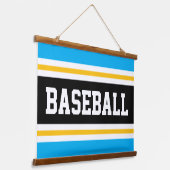 BASEBALL Azure Blue Black Yellow White Stripes Wandteppich Mit Holzrahmen (Gewinkelt)