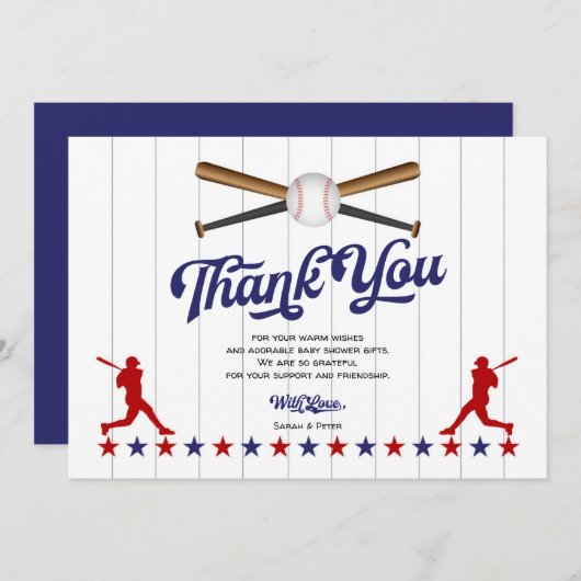 Baseball, Baby Boy Dusche Danke Karte (Vorne/Hinten)