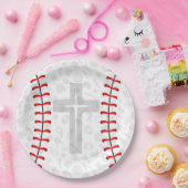 Baseball Baby Dedication Cross Party Paper Plates Pappteller (Party)