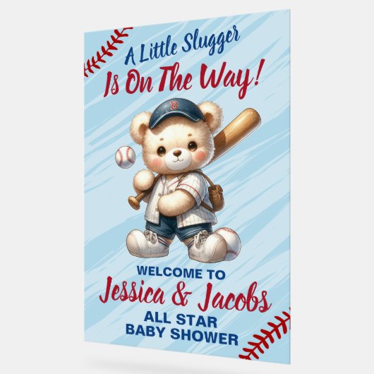 Baseball Baby-Dusche Acrylschild (Winkel)