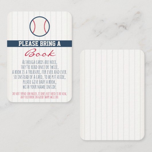 Baseball Baby-Dusche bringen eine Reservekarte mit Begleitkarte (Vorne/Hinten)