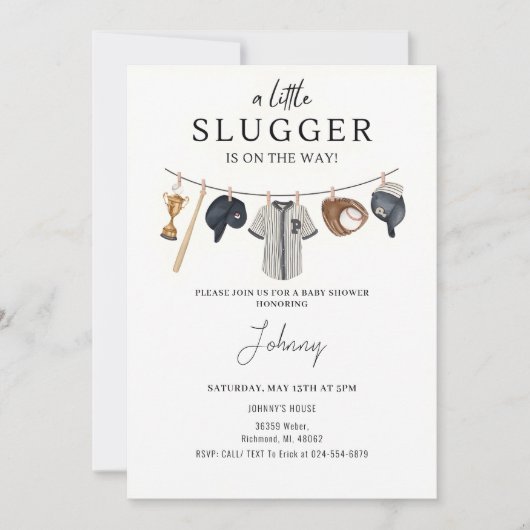 Baseball Baby Dusche Einladung (Vorderseite)