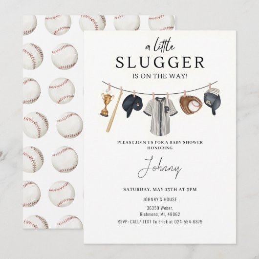 Baseball Baby Dusche Einladung (Vorne/Hinten)