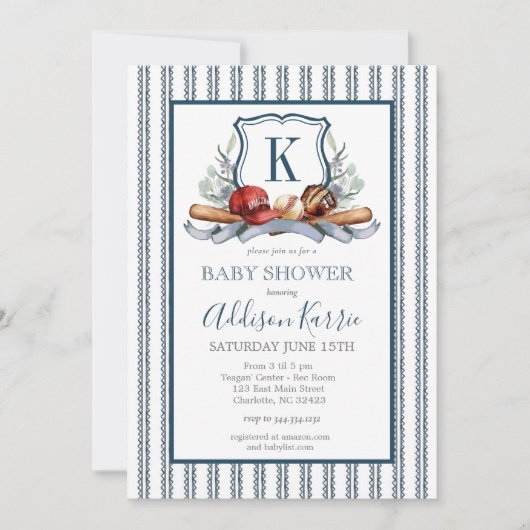 Baseball Baby-Dusche Einladung (Vorderseite)