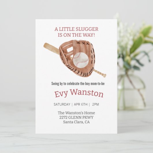 Baseball-Baby-Dusche Einladung (Stehend Vorderseite)