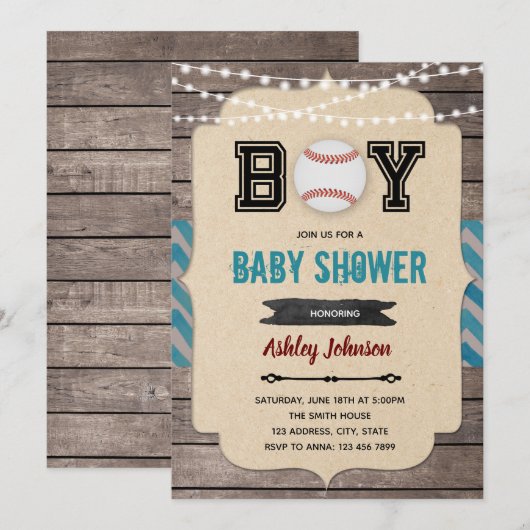 Baseball-Baby-Dusche Einladung (Vorne/Hinten)