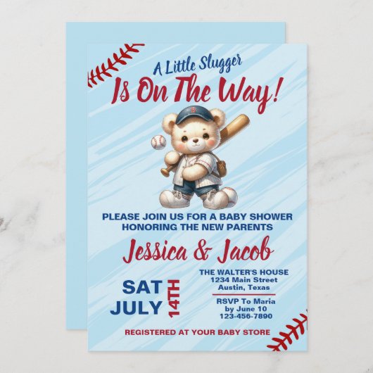 Baseball Baby-Dusche Einladung (Vorne/Hinten)