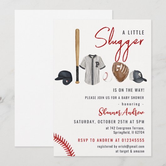 Baseball Baby Dusche Einladung (Vorne/Hinten)