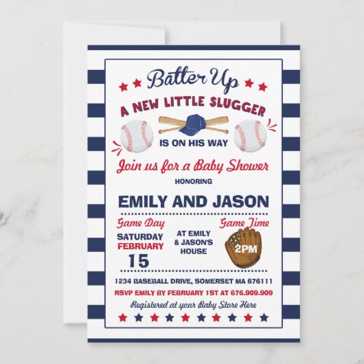 Baseball Baby Dusche Einladung Baseball Dusche (Vorderseite)