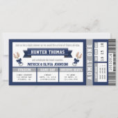 Baseball-Baby-Dusche Einladung, blau, grau Einladung (Vorderseite)