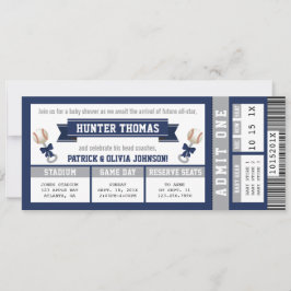 Baseball-Baby-Dusche Einladung, blau, grau Einladung