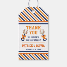 Baseball Baby Dusche Gevor Tag, Blau, Orange Geschenkanhänger