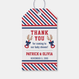 Baseball Baby Dusche Gevor Tag, Blau, Rot Geschenkanhänger