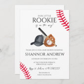 Baseball-Baby-Dusche Kleines Gepäck Einladung (Vorne/Hinten)