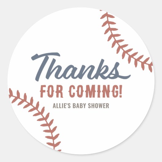 Baseball Baby-Dusche Runder Aufkleber (Vorderseite)